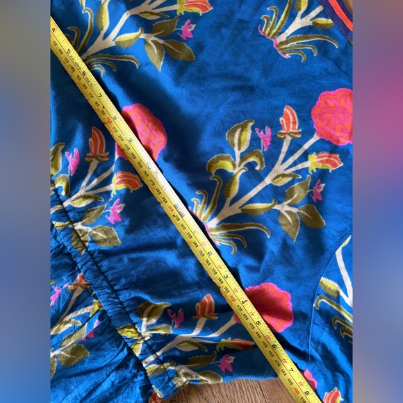 THML Floral dahlia puff sleeve Midi Dress blue green - Picture 11 of 11